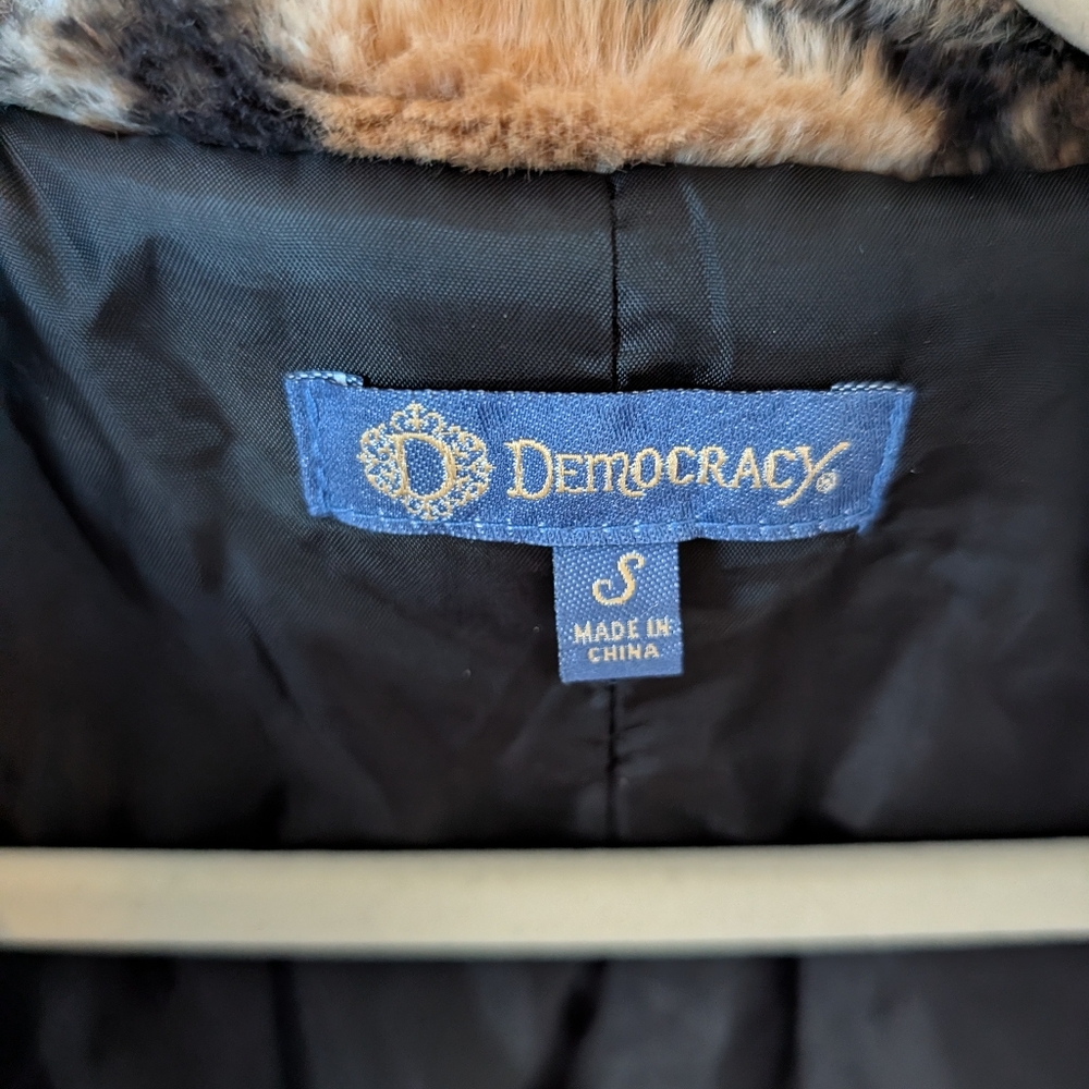 Democracy Faux Fur Snake-Print Teddy Coat in Brown and Black - Picture 4 of 4